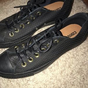 Perforated Black leather Converse